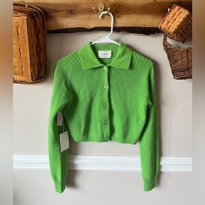 NWT Wilfred Nasim Merino Cotton Wool Blend Cardigan XS Cucamelon Apple Green